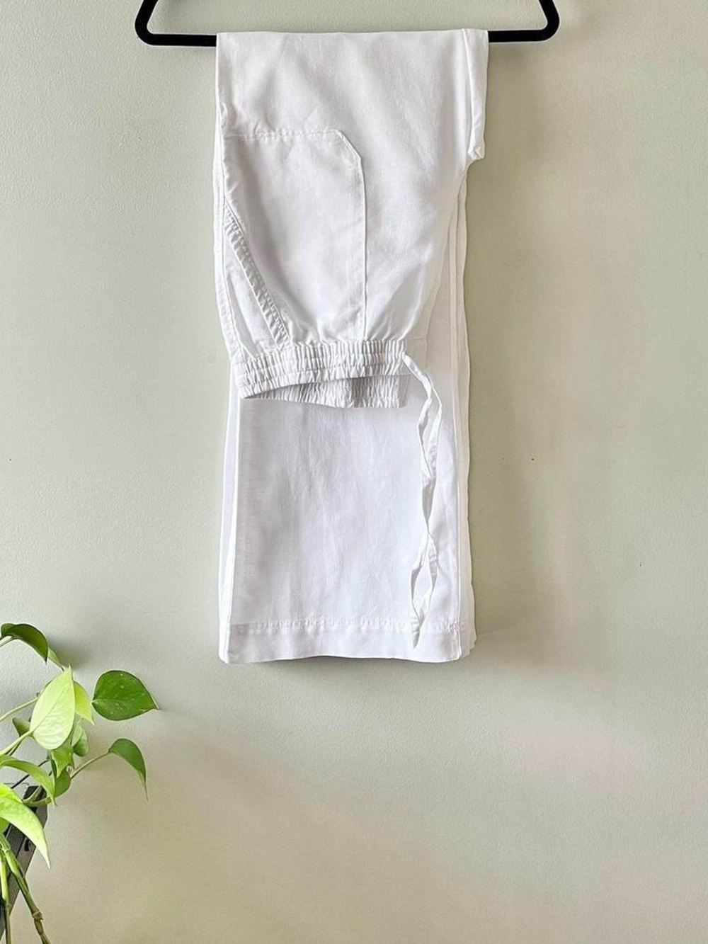 White Elastic Waist Pants